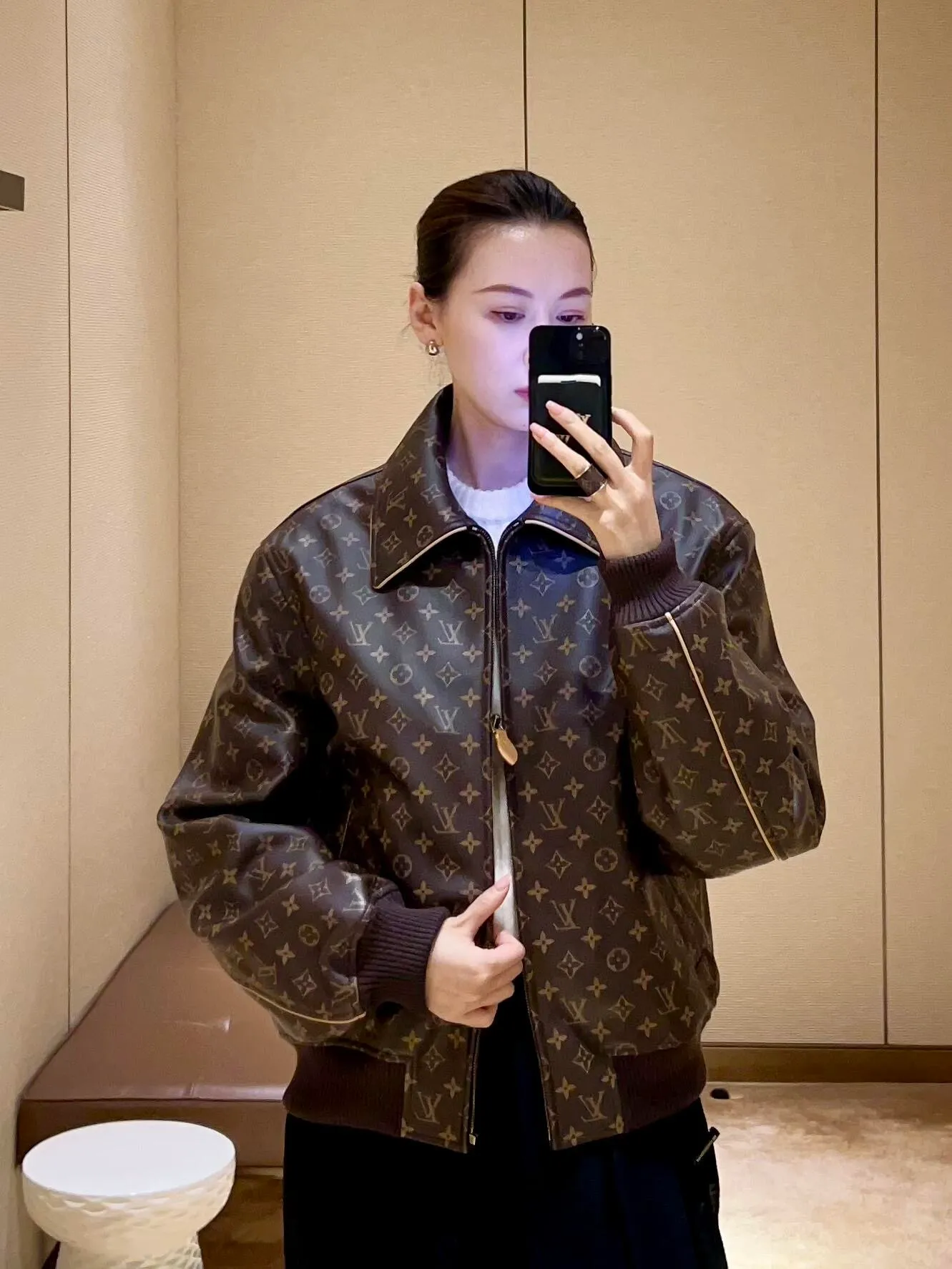 Louis Vuitton/Louis Vuitton old flower printed leather jacket
